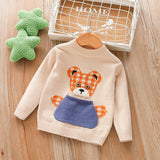 Boys Sweater Kids Cartoon Cute Knitting Sweater Baby Color-Block Crew Neck Kids' Sweater