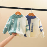 Boys Sweater Kids Knitted  Thickened Letters Baby round Neck Kids' Sweater