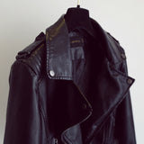 Women PU Leather Jacket Biker Motorcycle Coat Spring and Autumn Women's Slim Fit Figure Flattering Leather Jacket Coat