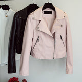 Women PU Leather Jacket Biker Motorcycle Coat Spring and Autumn Women's Slim Fit Figure Flattering Leather Jacket Coat