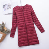 Women Winter Coats Puffer Jacket Down Coat Fall/Winter Down Jacket Female Round Neck Solid Color White Duck Down Coat