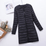 Women Winter Coats Puffer Jacket Down Coat Fall/Winter Down Jacket Female Round Neck Solid Color White Duck Down Coat