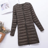 Women Winter Coats Puffer Jacket Down Coat Fall/Winter Down Jacket Female Round Neck Solid Color White Duck Down Coat