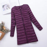 Women Winter Coats Puffer Jacket Down Coat Fall/Winter Down Jacket Female Round Neck Solid Color White Duck Down Coat