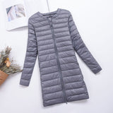 Women Winter Coats Puffer Jacket Down Coat Fall/Winter Down Jacket Female Round Neck Solid Color White Duck Down Coat