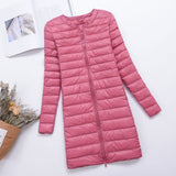 Women Winter Coats Puffer Jacket Down Coat Fall/Winter Down Jacket Female Round Neck Solid Color White Duck Down Coat