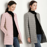 Women Winter Coats Puffer Jacket Down Coat Fall/Winter Lightweight Down Jacket Women Round Neck Mid-Length Coat Long