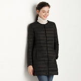 Women Winter Coats Puffer Jacket Down Coat Fall/Winter Lightweight Down Jacket Women Round Neck Mid-Length Coat Long
