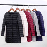 Women Winter Coats Puffer Jacket Down Coat Fall/Winter Lightweight Down Jacket Women Round Neck Mid-Length Coat Long