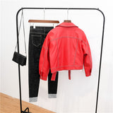 Women PU Leather Jacket Biker Motorcycle Coat Spring and Autumn Loose Short Coat Women's Jacket Top