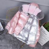Women Winter Coats Puffer Jacket Down Coat Winter Down Jacket Female Autumn and Winter Double-Sided Wear Glossy Fox Fur Color