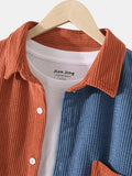 Corduroy Varsity Jacket Fall/Winter Jacket Men's Contrast Color Lapels Corduroy Jacket