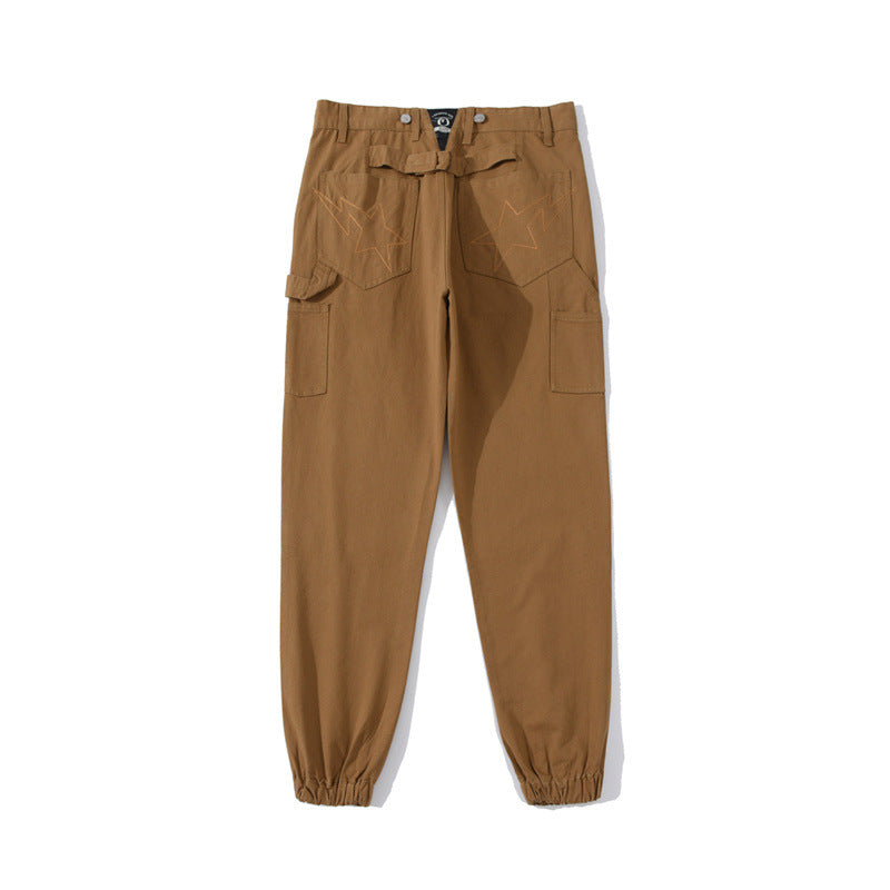 Shark Print Pant Fashion Brand Embroidery Overalls Men'S Street Fashion Casual Pants