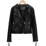 Women PU Leather Jacket Biker Motorcycle Coat Spring Leather Coat Short Slim Fit Slimming High Waist Small Coat
