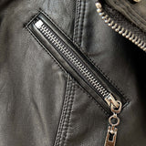 Women PU Leather Jacket Biker Motorcycle Coat Spring Rivet Suit Collar Slim Short Coat