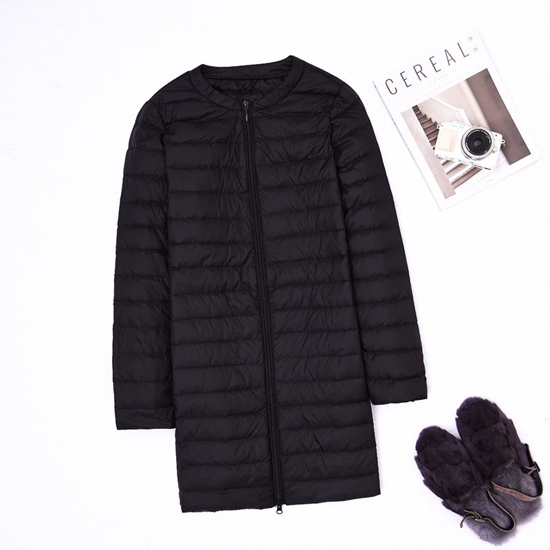 Women Winter Coats Puffer Jacket Down Coat Lightweight Down Jacket Women Round Neck Long Sleeve White Duck Down Coat