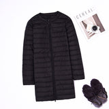 Women Winter Coats Puffer Jacket Down Coat Lightweight Down Jacket Women Round Neck Long Sleeve White Duck Down Coat