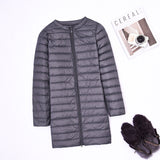 Women Winter Coats Puffer Jacket Down Coat Lightweight Down Jacket Women Round Neck Long Sleeve White Duck Down Coat