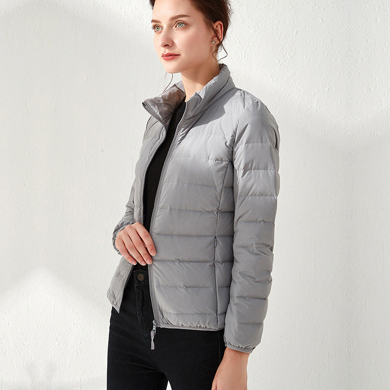 Women Winter Coats Puffer Jacket down Coat Seamless Integrated Lightweight Stand Collar Outdoor Thin Autumn and Winter Women's Coat