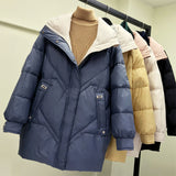 Women Winter Coats Puffer Jacket Down Coat Stand Collar White Duck Down Warm Coat Female Color Matching Down Jacket