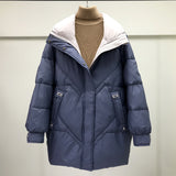 Women Winter Coats Puffer Jacket Down Coat Stand Collar White Duck Down Warm Coat Female Color Matching Down Jacket