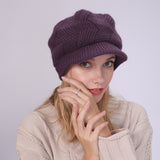 Women Winter Hats Solid Color with Fur Rabbit Wool Knitted Autumn and Winter Women Beret