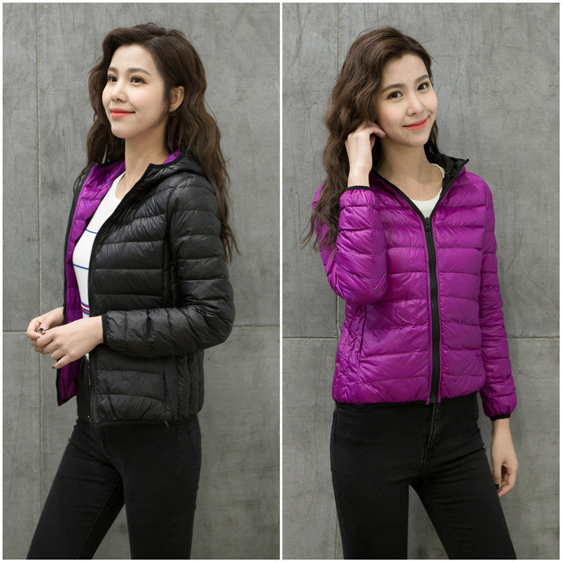 Women Winter Coats Puffer Jacket Down Coat Autumn and Winter Double-Sided Hooded Lightweight Down Jacket Coat