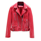 Women PU Leather Jacket Biker Motorcycle Coat Autumn Clothes Slimming Zipper Decorations Short