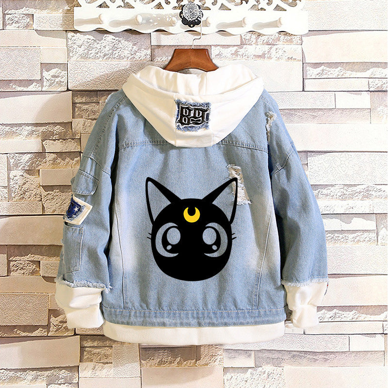 Comic Denim Jacket Anime Clothes Men's Sweater Denim Jacket