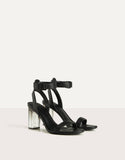 Nude Block Heels Women's Shoes Black Transparent Thick High Heel Buckle Sandals