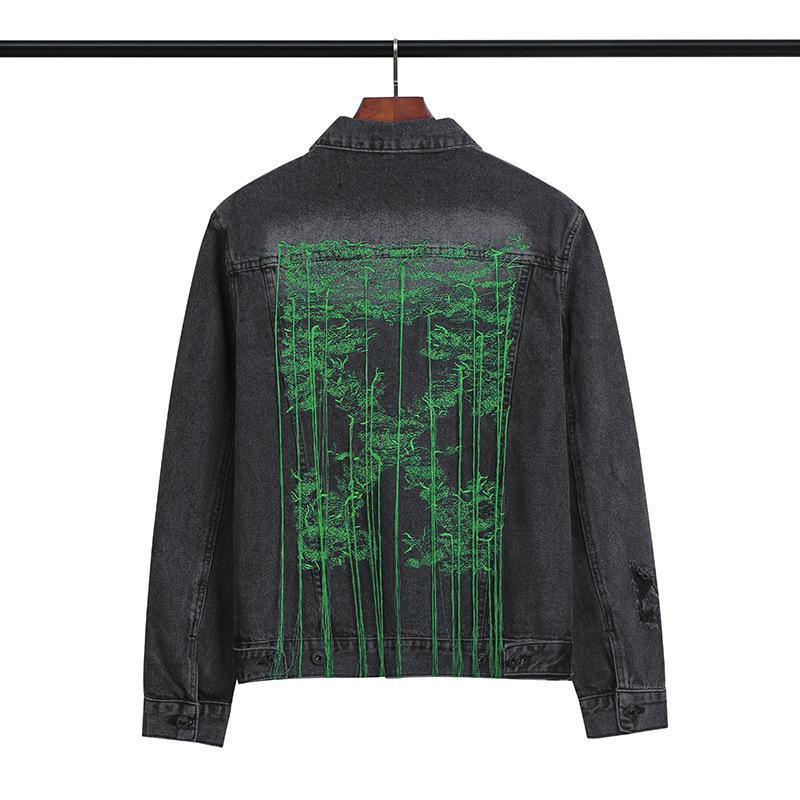 Arrow Denim Jacket Jean Coat Letter Arrow Washed Distressed Men's Denim Jacket Coat Owt