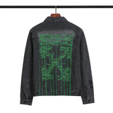 Arrow Denim Jacket Jean Coat Letter Arrow Washed Distressed Men's Denim Jacket Coat Owt