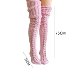 Winter Thick Knit Thigh High Socks Long Stockings Boot Knitted Socks over the Knee Lengthened Stockings
