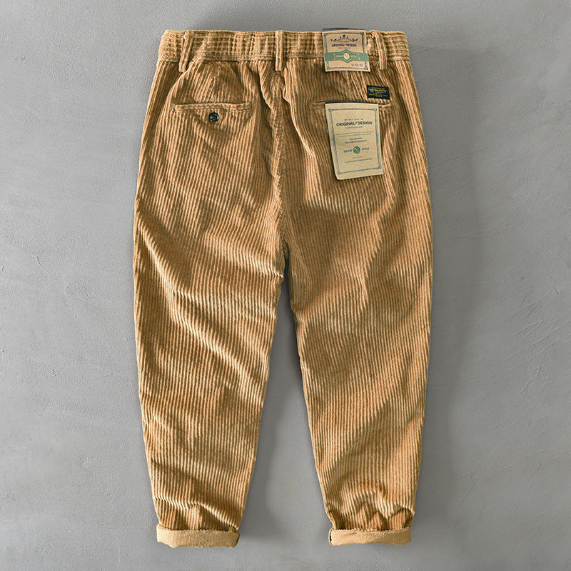 Mens Corduroy Pants Fall Winter Men Cotton Corduroy Solid Color Casual Japanese Overalls