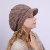 Women Winter Hats Beret 8-Word Twist Hat Autumn and Winter Women's Knitted
