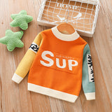 Boys Sweater Children's Autumn Clothing Knitted Pullover Multicolor Cute Baby Letter Sweater