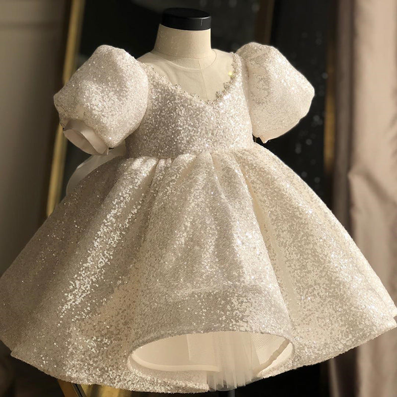 Baby Girl Christening Dress Baptism Dresses Girl Baptism Dress Children White Sequined Baby Dress
