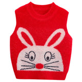 Boys Sweater Vest Autumn and Winter Wool Pullover Cute Bunny Baby Knitted Vest