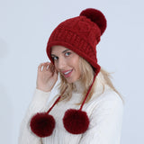 Women Winter Hats Winter Fleece-Lined Knitted Hat Fashionable Warm Hat