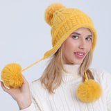 Women Winter Hats Winter Fleece-Lined Knitted Hat Fashionable Warm Hat