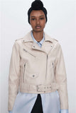 Leather Biker Coat Gothic Leather Jacket Women Pu Jackets Jacket Fall Winter Fashion Splicing Coat