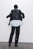 Leather Biker Coat Gothic Leather Jacket Women Pu Jackets Jacket Fall Winter Fashion Splicing Coat