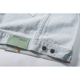 Autumn Men's 3D Hand-Painted Building Blocks Arrow Washed Old Denim Coat jacket