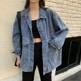 90S Fashion Denim Jacket Female Spring and Autumn Student Retro Long-Sleeved Top Female