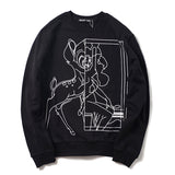 GVC Hoodie Autumn and Winter Cotton Line Deer Pattern Sweater Loose