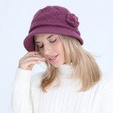 Women Winter Hats Knitted Hat Women's Autumn and Winter Flower Thickened Warm Hat