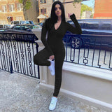 Summer Women's Zipper Open Chest Hem Pleated Casual Long-Sleeved Jumpsuit Trousers for Women