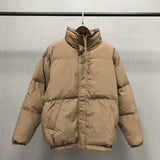 Fog Fear of God Essentials Coat Double Line down Jacket Solid Color Stand Collar Bread Cotton Coat Jacket