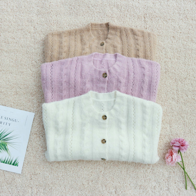 90s Outfits French Vintage Style Coarse Yarn Sweater Coat Top