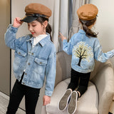 Children Girl Embellish Denim Jacket Autumn Children Fashion Tops